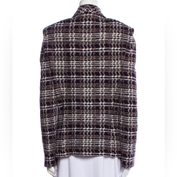 St. John Collection Tweed Iconic  plaid print Jacket Purple White Sz 10 - Picture 2 of 16